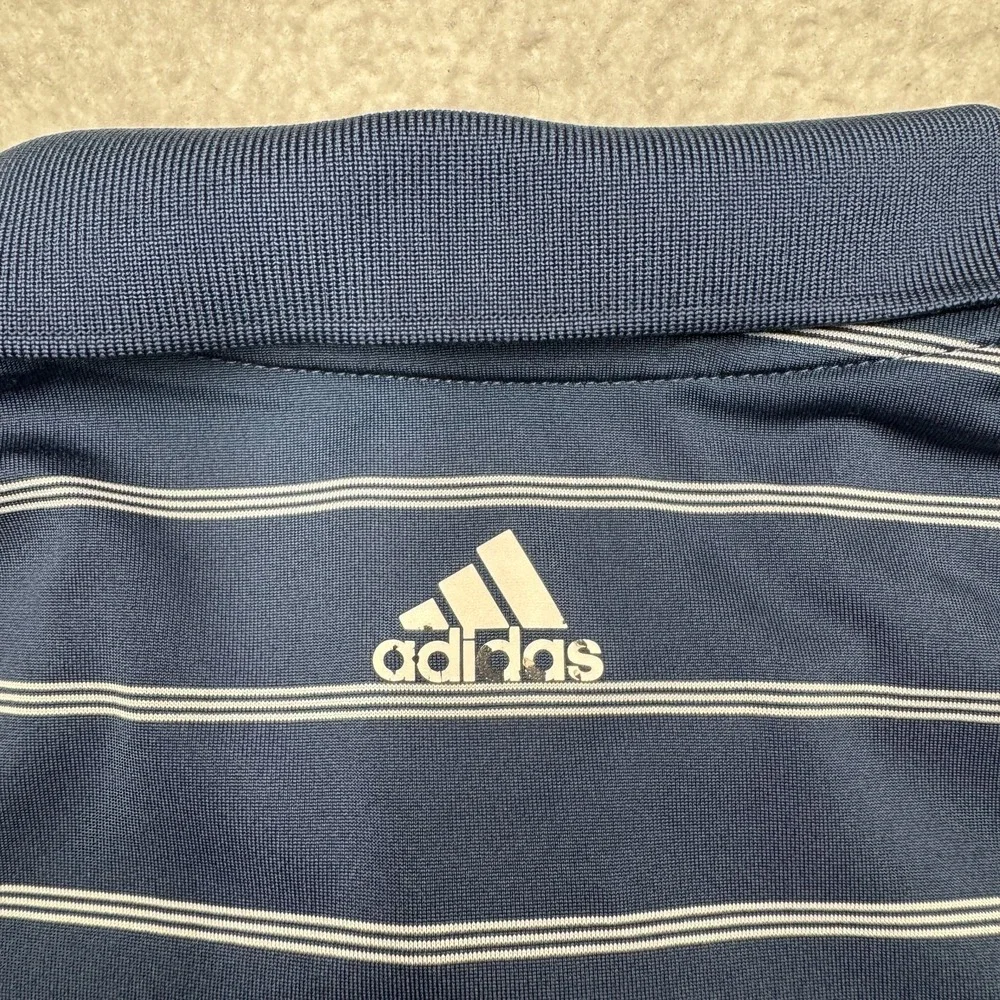Adidas Pure Motion Golf Polo Shirt Striped Short Sleeve Blue Men's Size Large